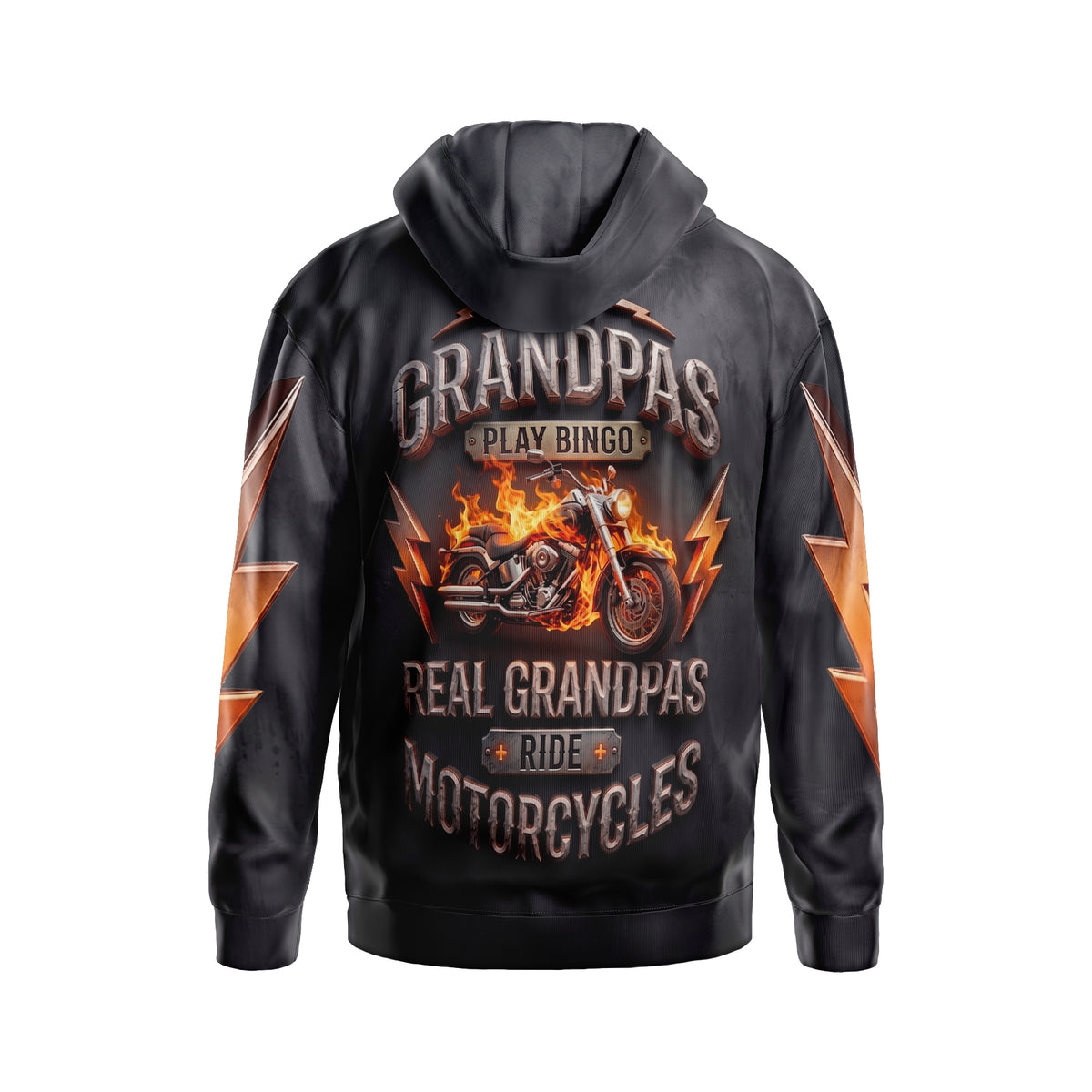 Vintage Motorrad-Feuer-Grafik-Kapuzenpullover - Retro-Biker-Ästhetik-Pullover