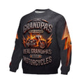 Fire Motorcycle Graphic Crewneck Sweatshirt Bold Flame Biker Apparel
