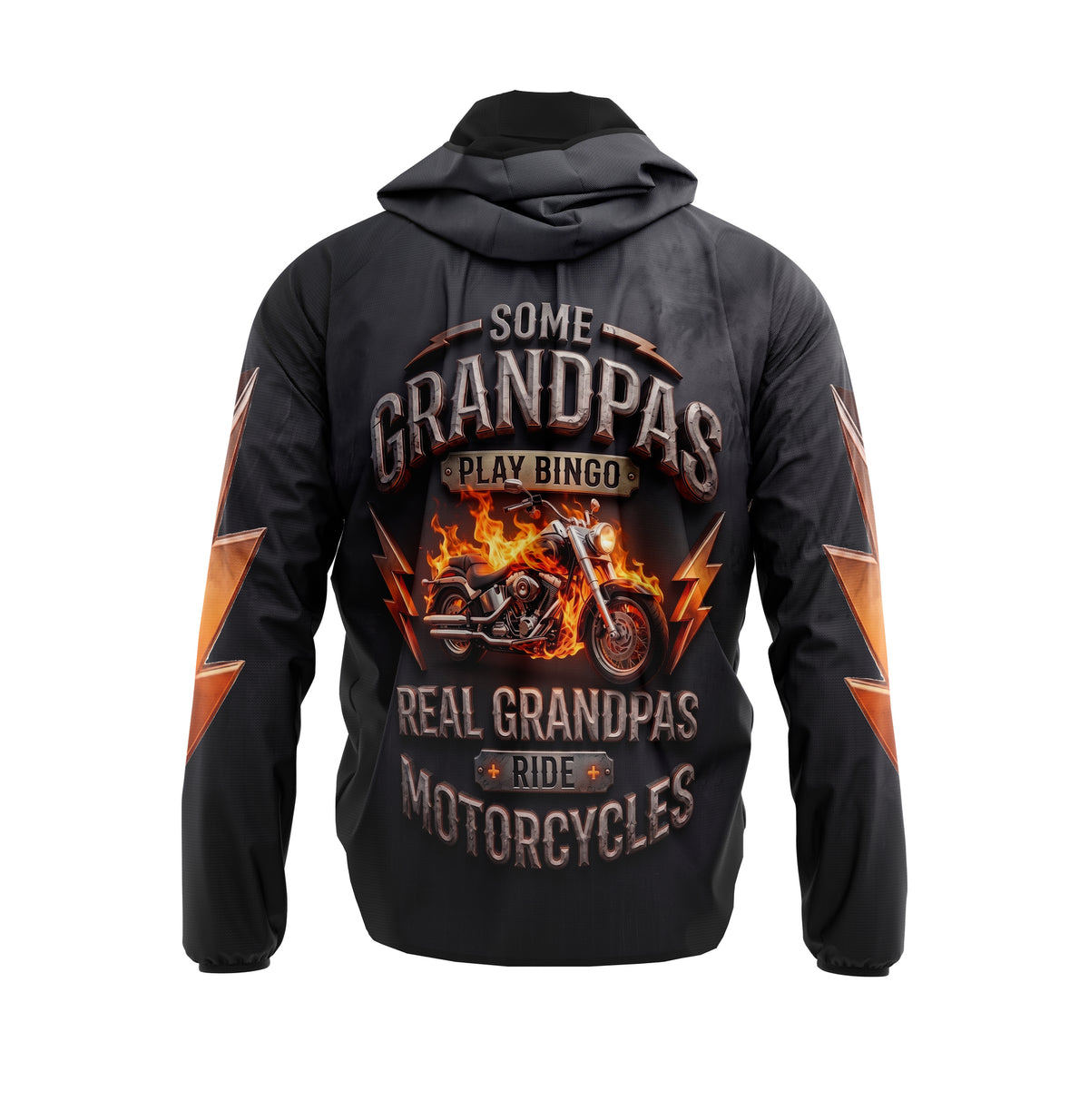 Fire Motorcycle Graphic Windbreaker Lightweight Sports Outerwear