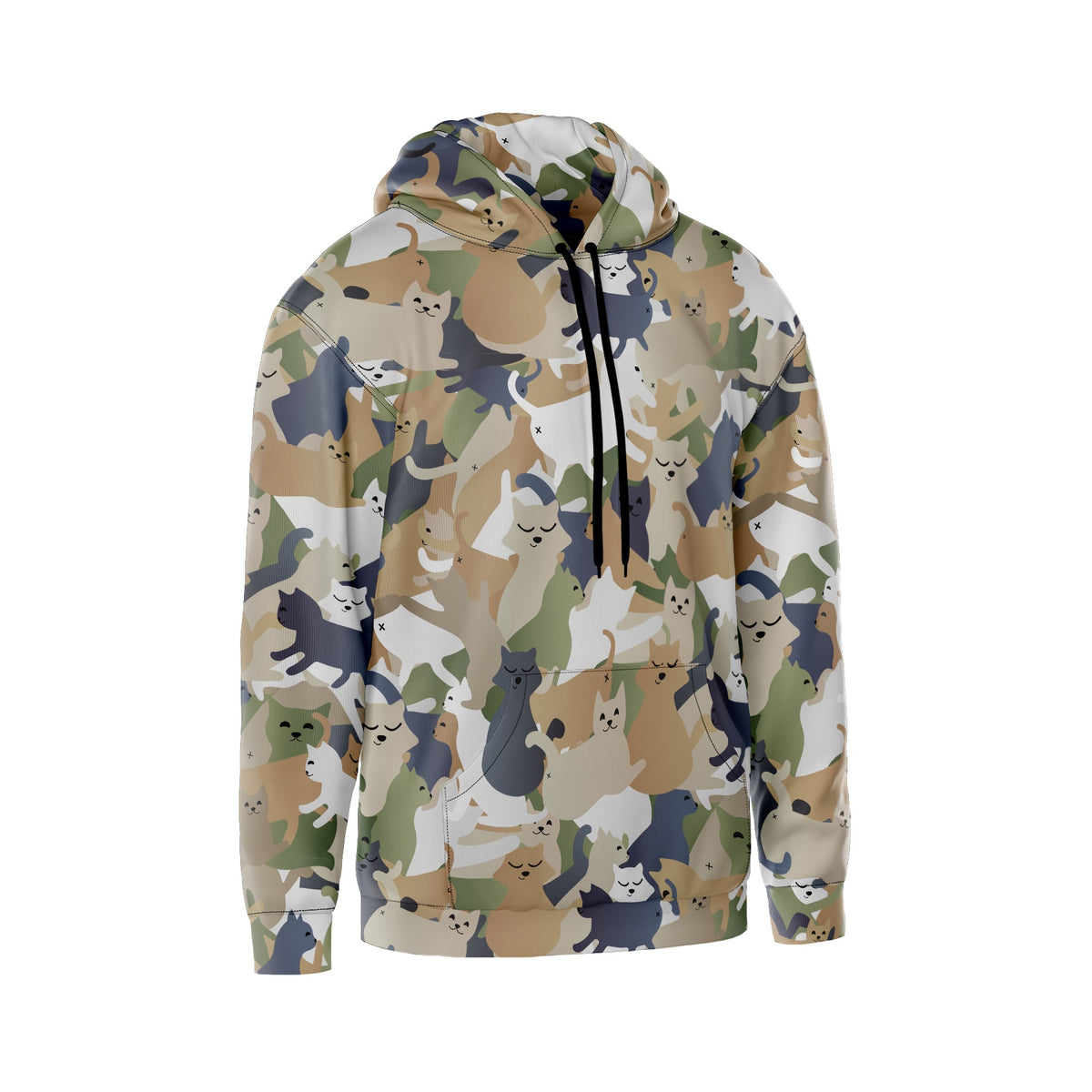 Lustiger Pullover-Kapuzenpullover mit Katzen-Camouflage-Grafik