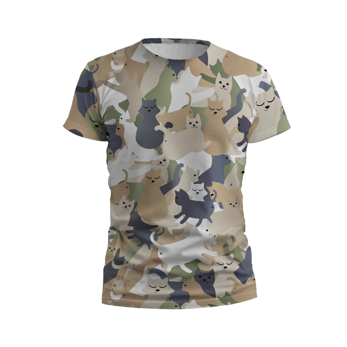 Lustiges Katzen-Tarnmuster Herren-T-Shirt