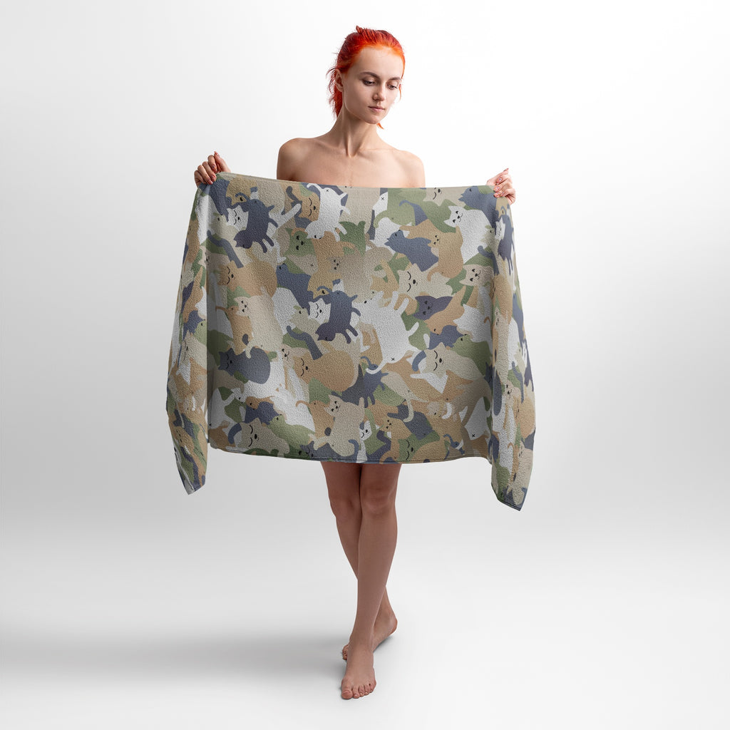 Funny Cats Camouflage Print Towel
