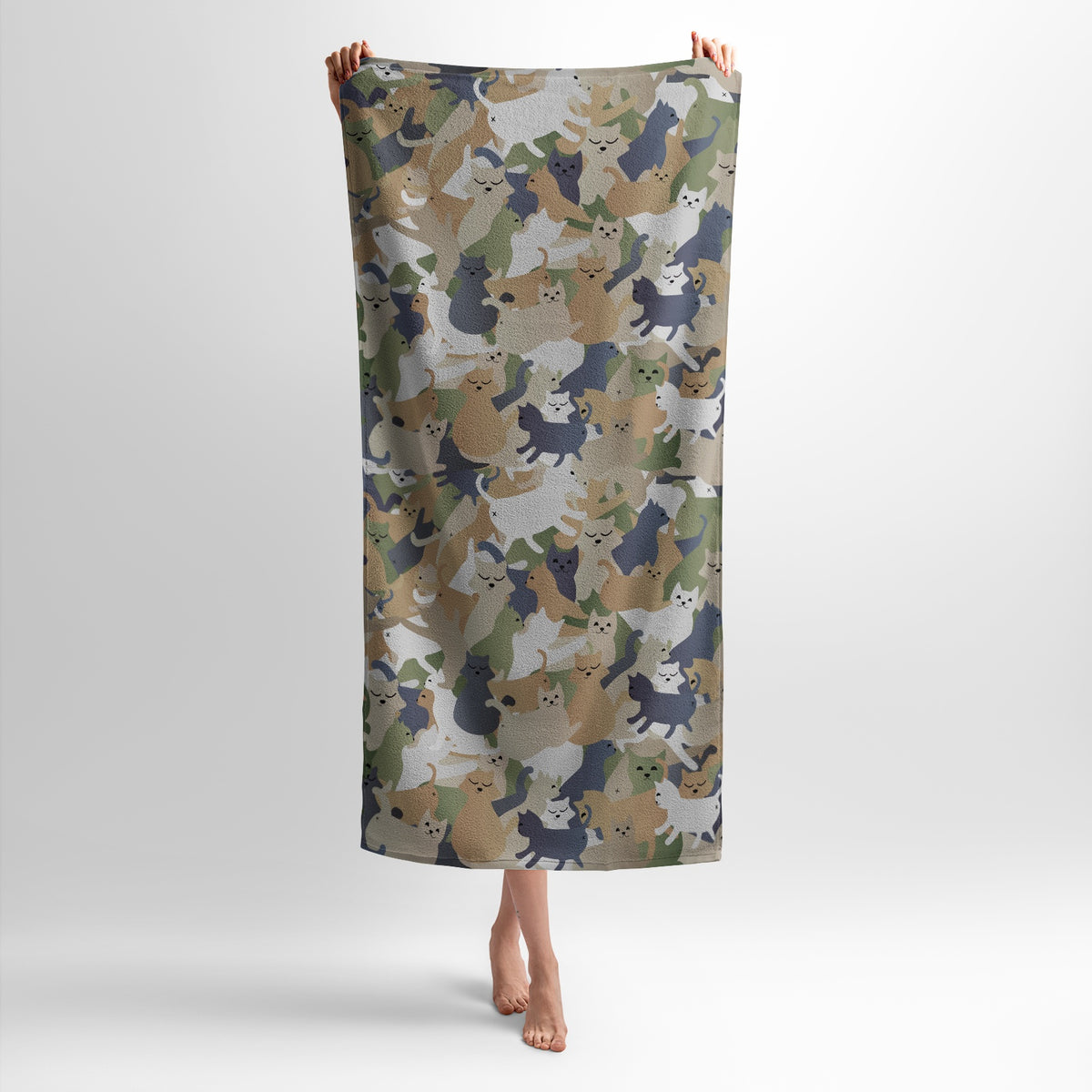Handtuch mit lustigem Katzen-Camouflage-Muster