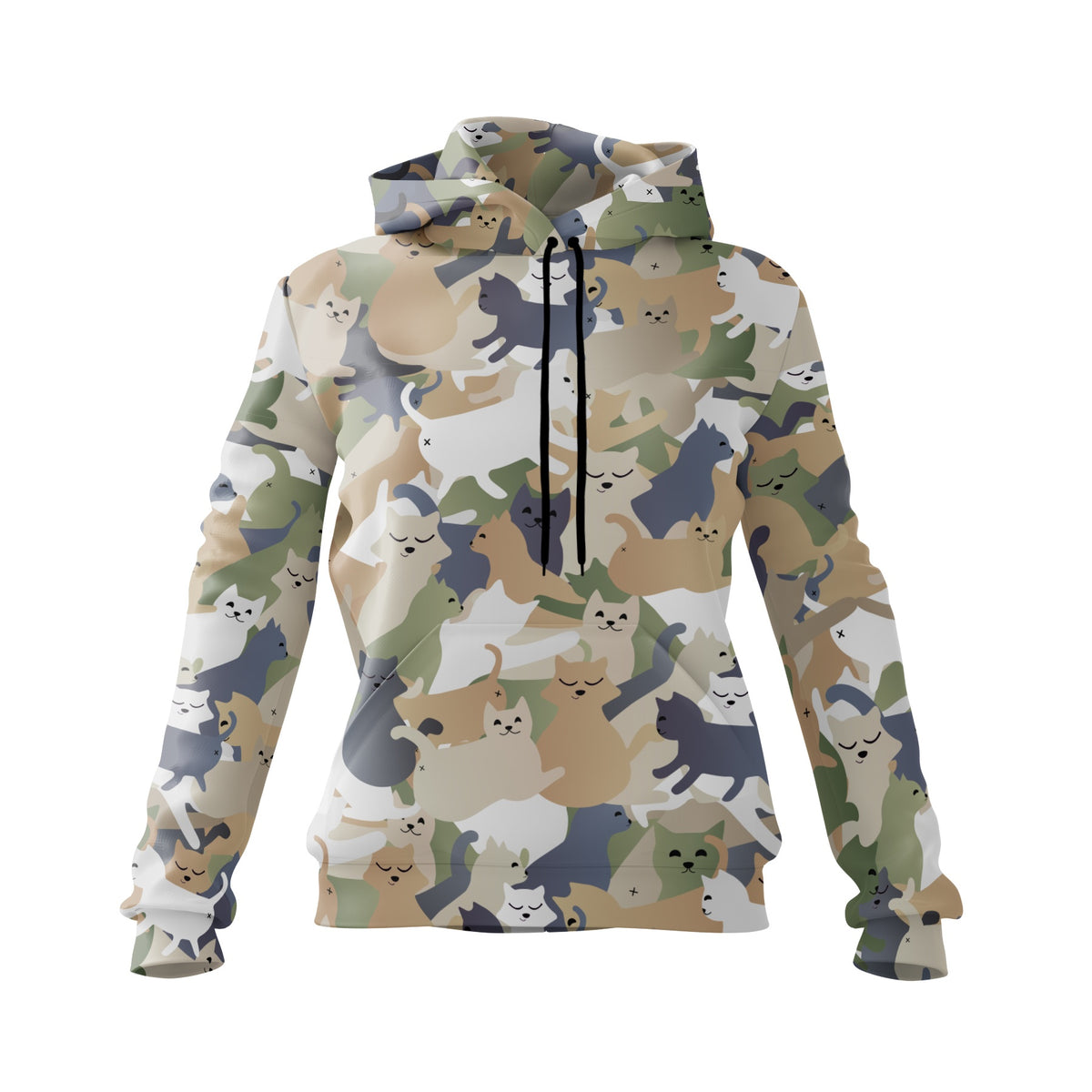 Lustiger Katzen-Camouflage-Kapuzenpullover für Damen