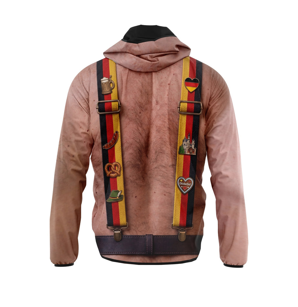Deutsches Oktoberfest-Windbreaker-Jacke mit Hosenträger-Motiv