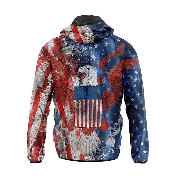 Unisex Windbreaker Jacket with Graphic American Flag Print