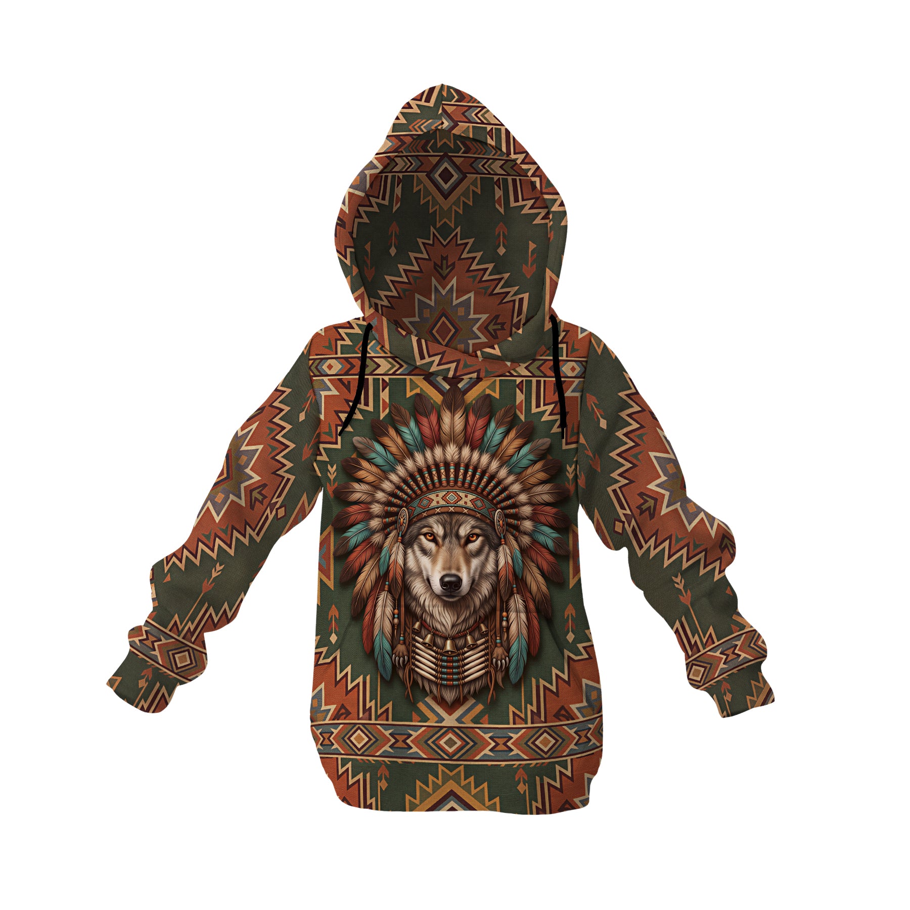 Indian Spirit Wolf Graphic Youth Hoodie for Boys and Girls