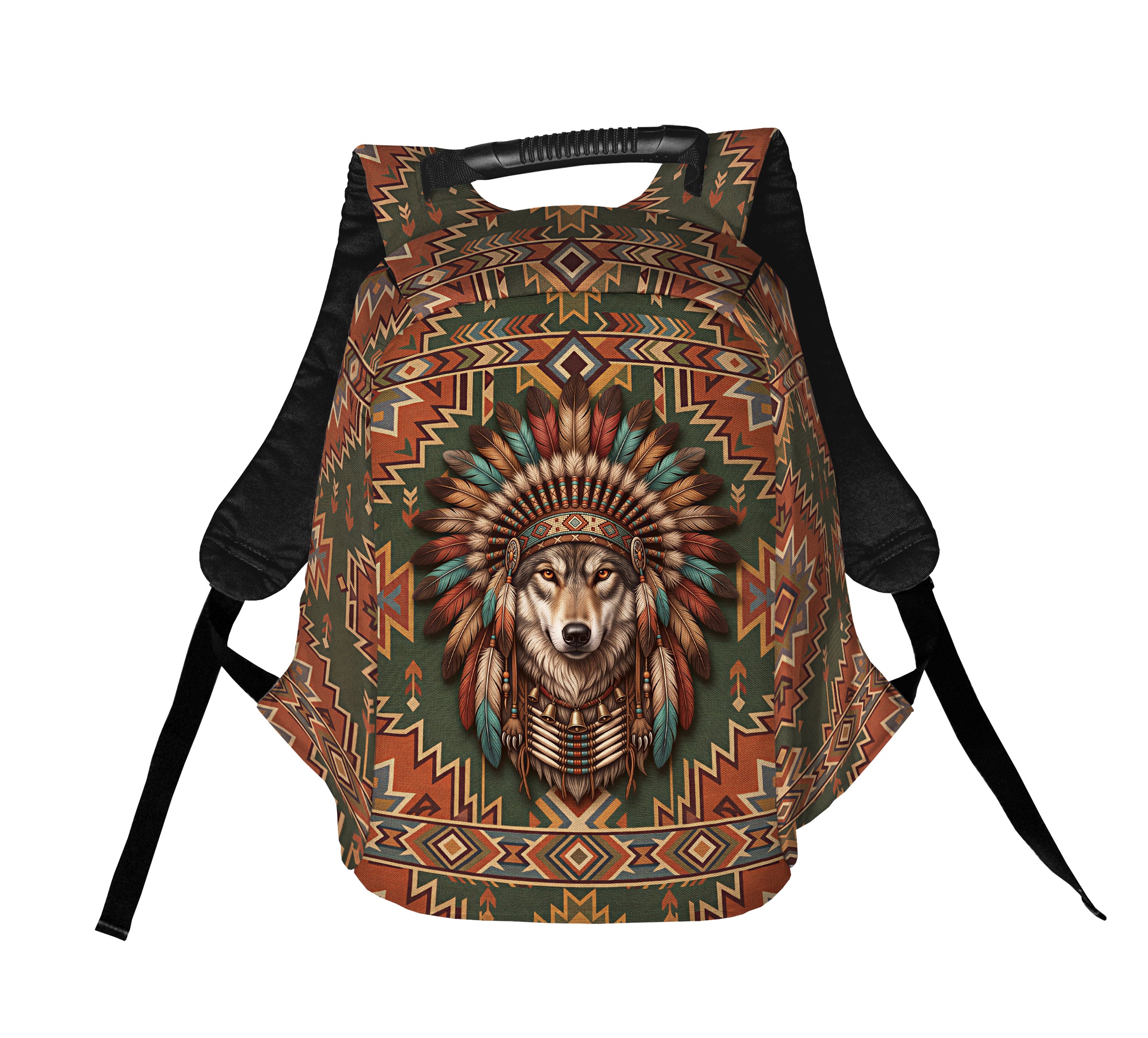Indian Wolf Urban Anti-Theft Backpack with Artistic Native Print