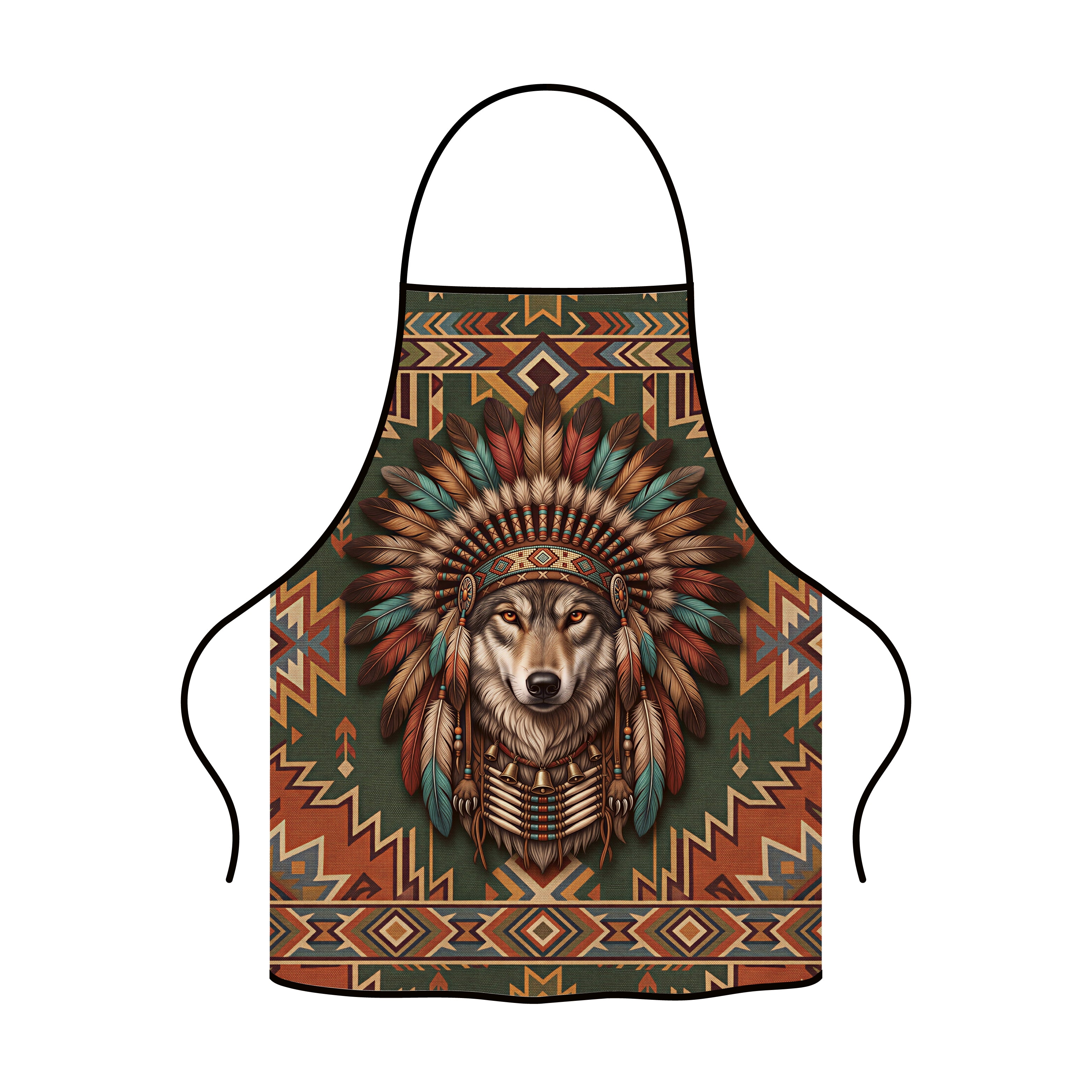Native American Indian Wolf Graphic Apron for Kitchen and Grilling
