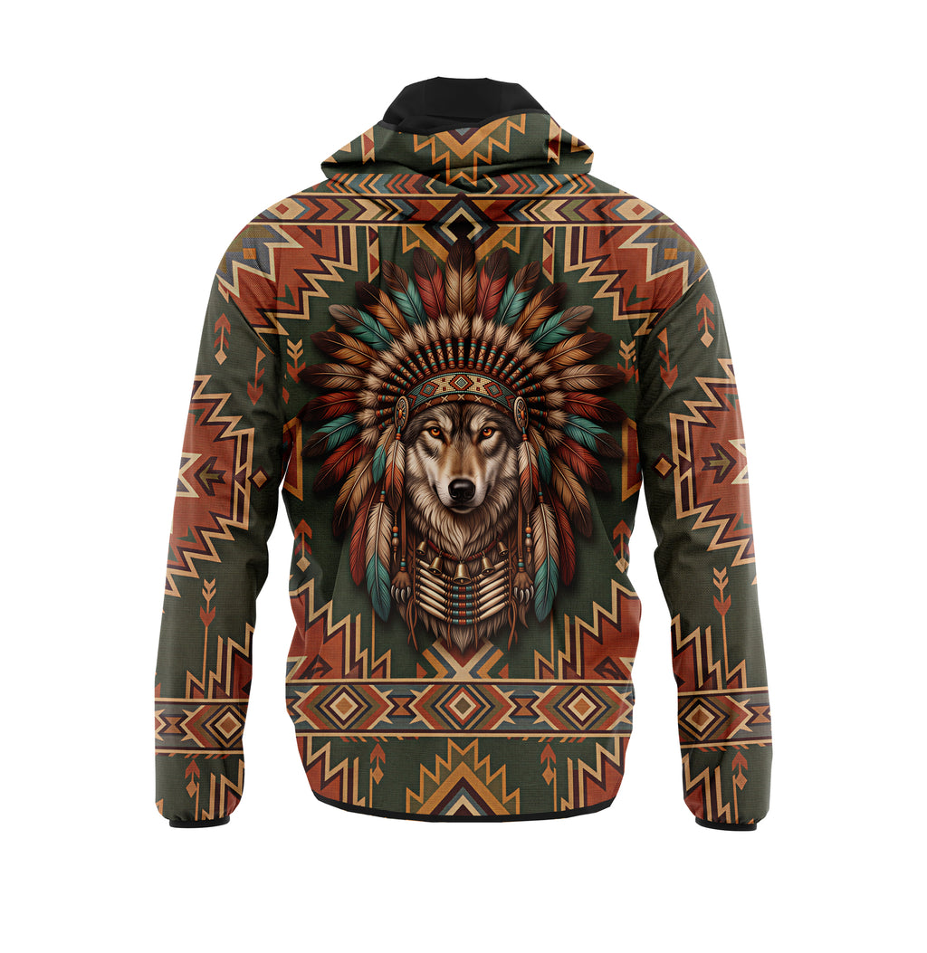 Leichte Sportjacke im Native American Wolf-Design, Windbreaker