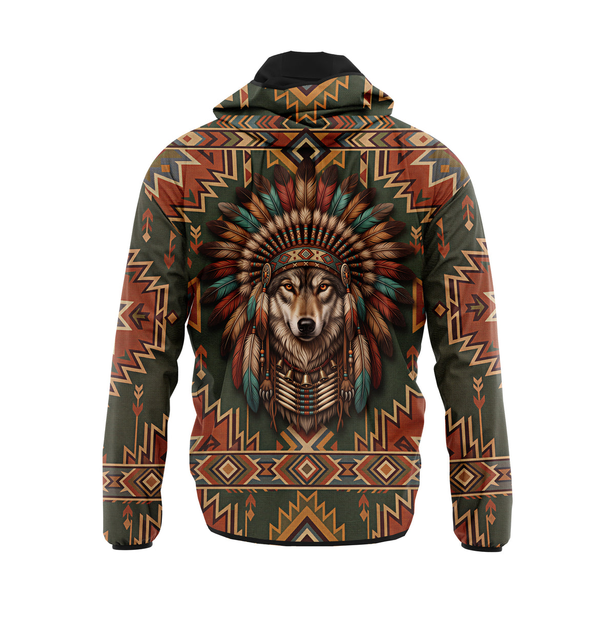 Leichte Sportjacke im Native American Wolf-Design, Windbreaker