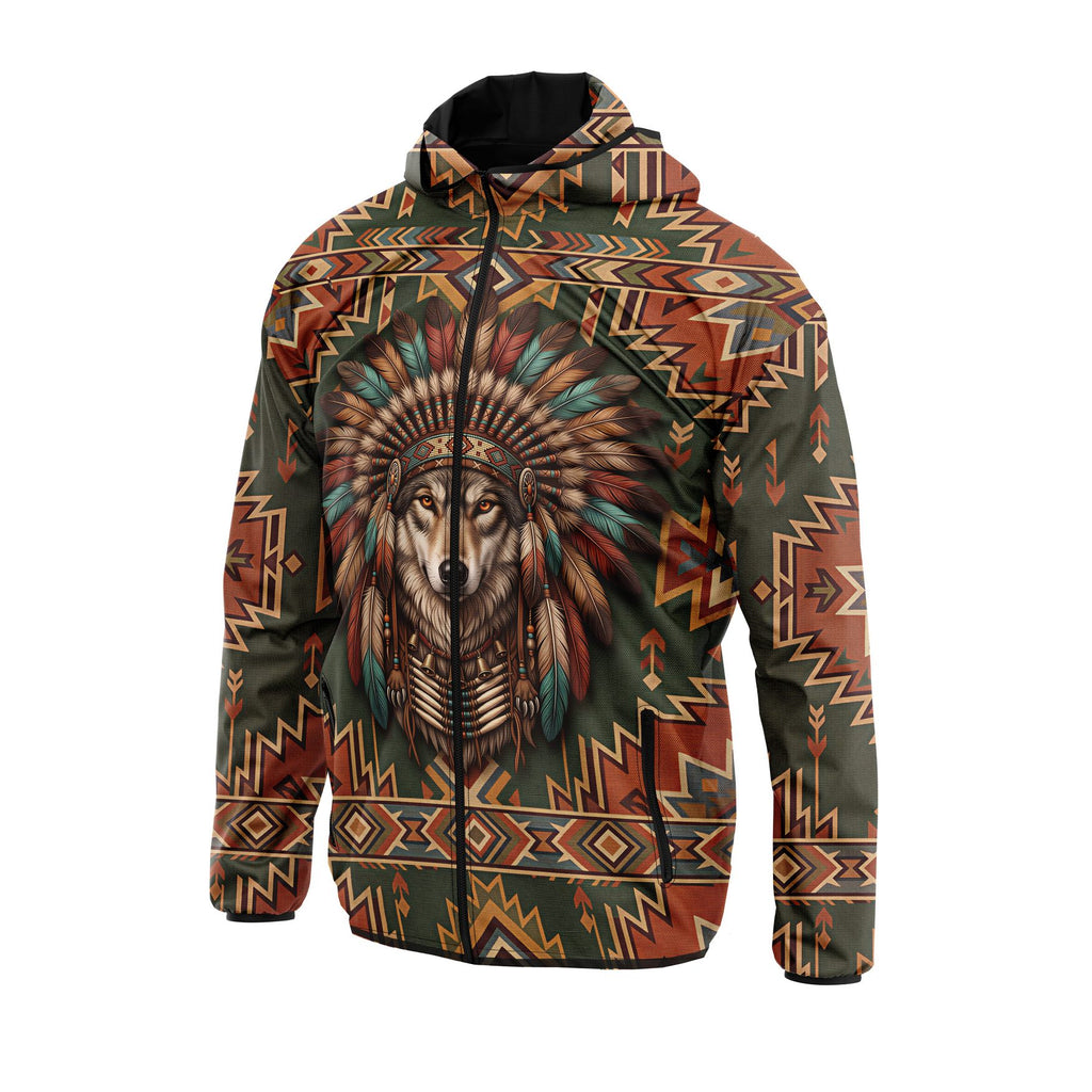 Leichte Sportjacke im Native American Wolf-Design, Windbreaker