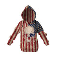 Kids American Flag Skull Graphic Hoodie - Patriotic Youth Pullover