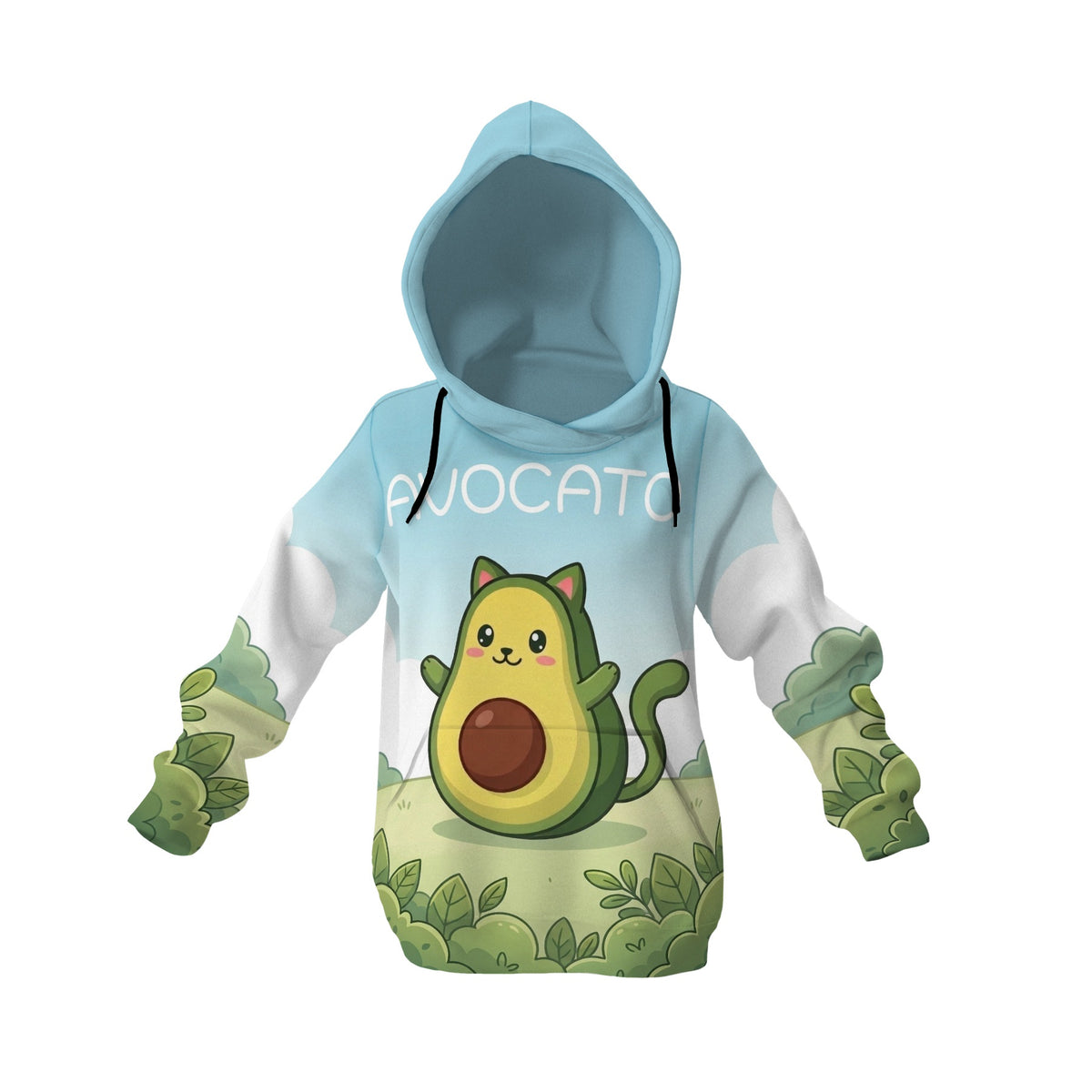Avocado-Katzen-Grafik-Hoodie für Kinder