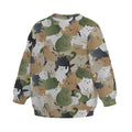 Kinder-Sweatshirt mit Katzen-Camouflage-Print