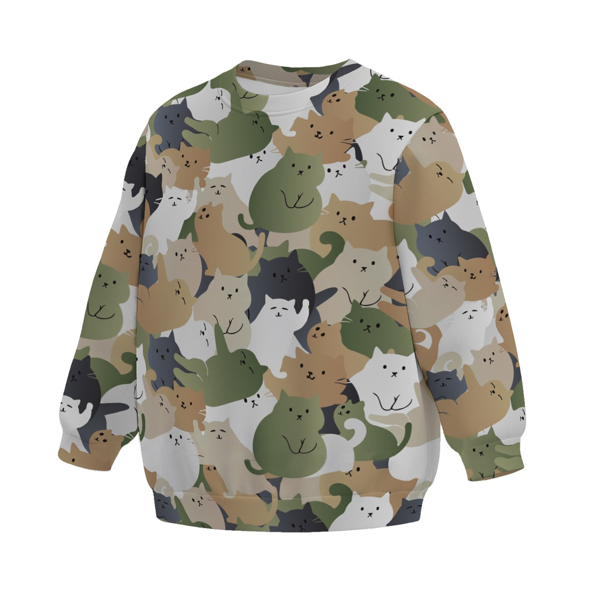 Kinder-Sweatshirt mit Katzen-Camouflage-Print