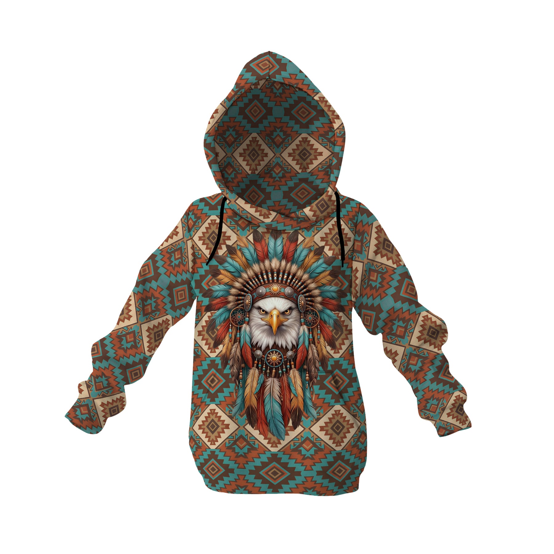 Native American Eagle Leader Graphic Kids Pullover Hoodie