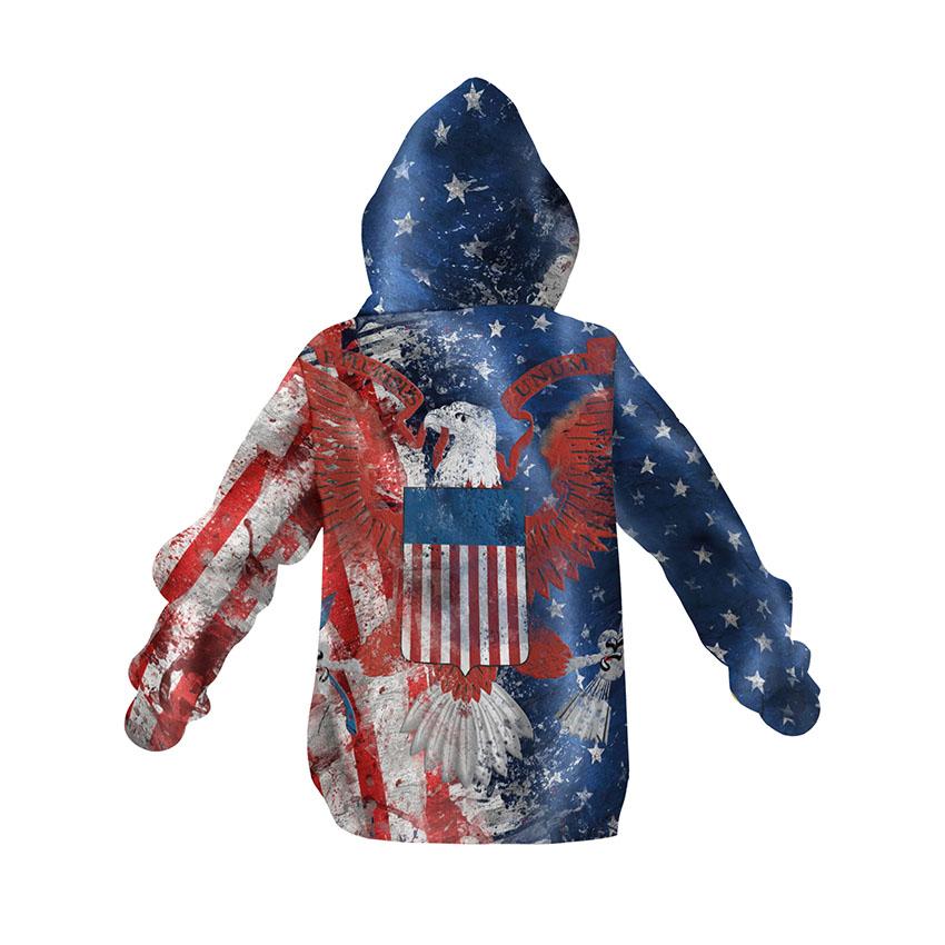 Kids USA Graphic Hoodie Fleece Fleece-Lined Vintage American Flag Sweatshirt