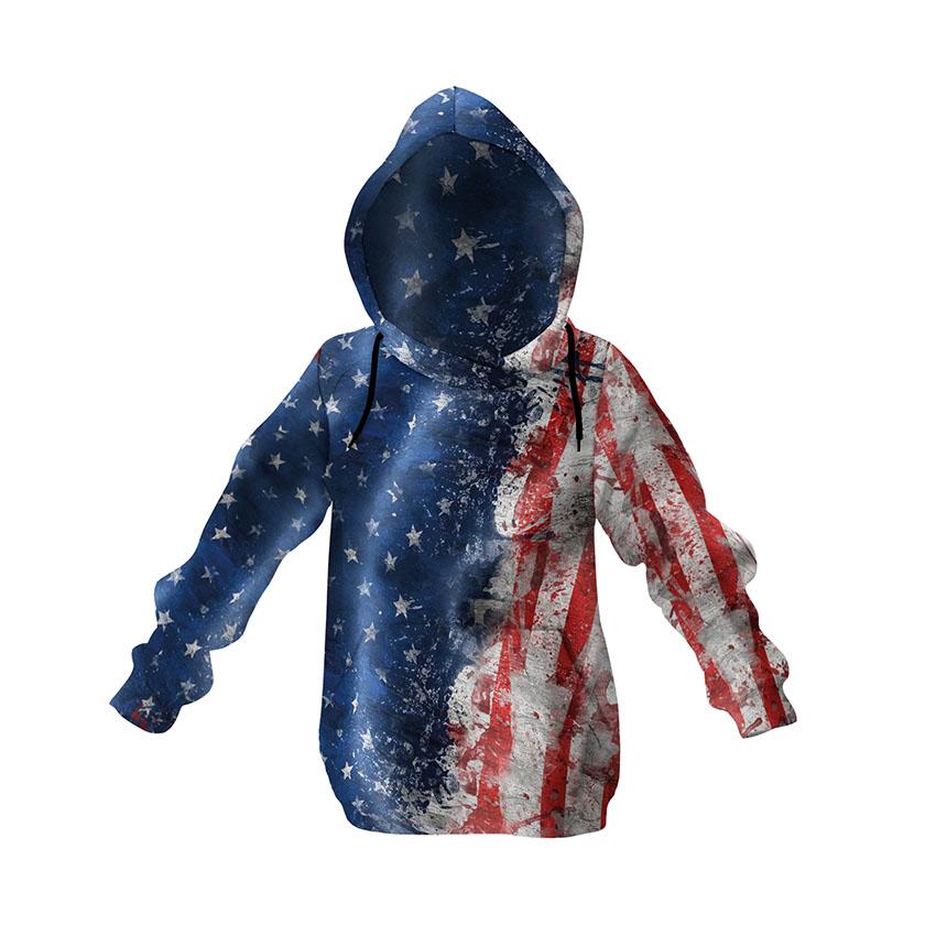Kids USA Graphic Hoodie Fleece Fleece-Lined Vintage American Flag Sweatshirt