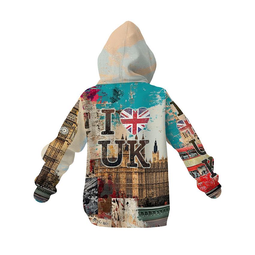 Kids Vintage London Graphic Hoodie Fleece Pullover