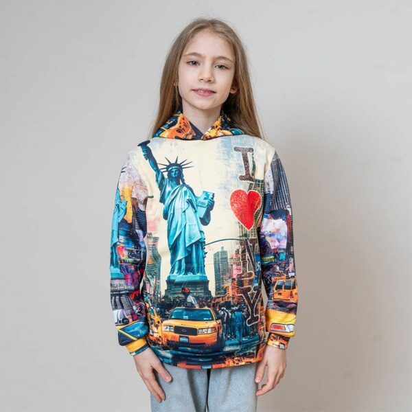 Fiery Wolf Kids Graphic Pullover Hoodie