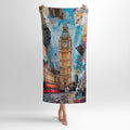 London Big Ben Architecture Beach Towel Soft Cotton Back Printed Bath Towel
