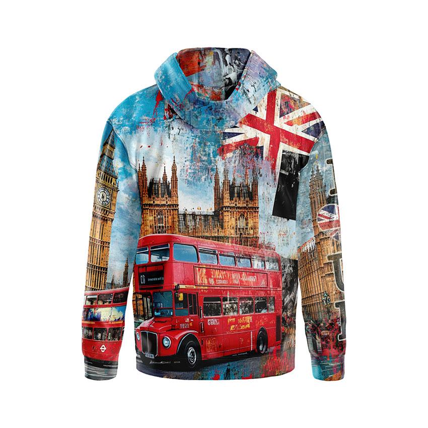 Men's Big Ben London Architecture Print Hoodie Fleece Sweatshirt