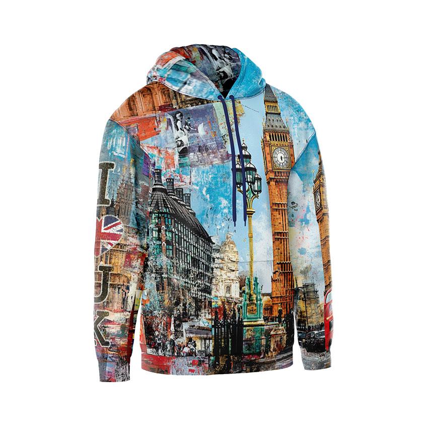 Men's Big Ben London Architecture Print Hoodie Fleece Sweatshirt