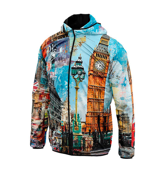 London Style Big Ben Lightweight Windbreaker Jacket for Running Walking Travel