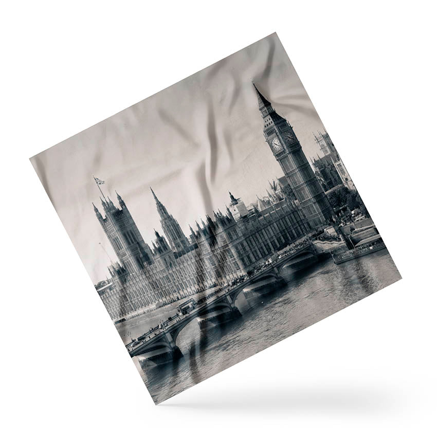 London Big Ben Silk Neck Scarf - Architectural Cityscape Headsquare