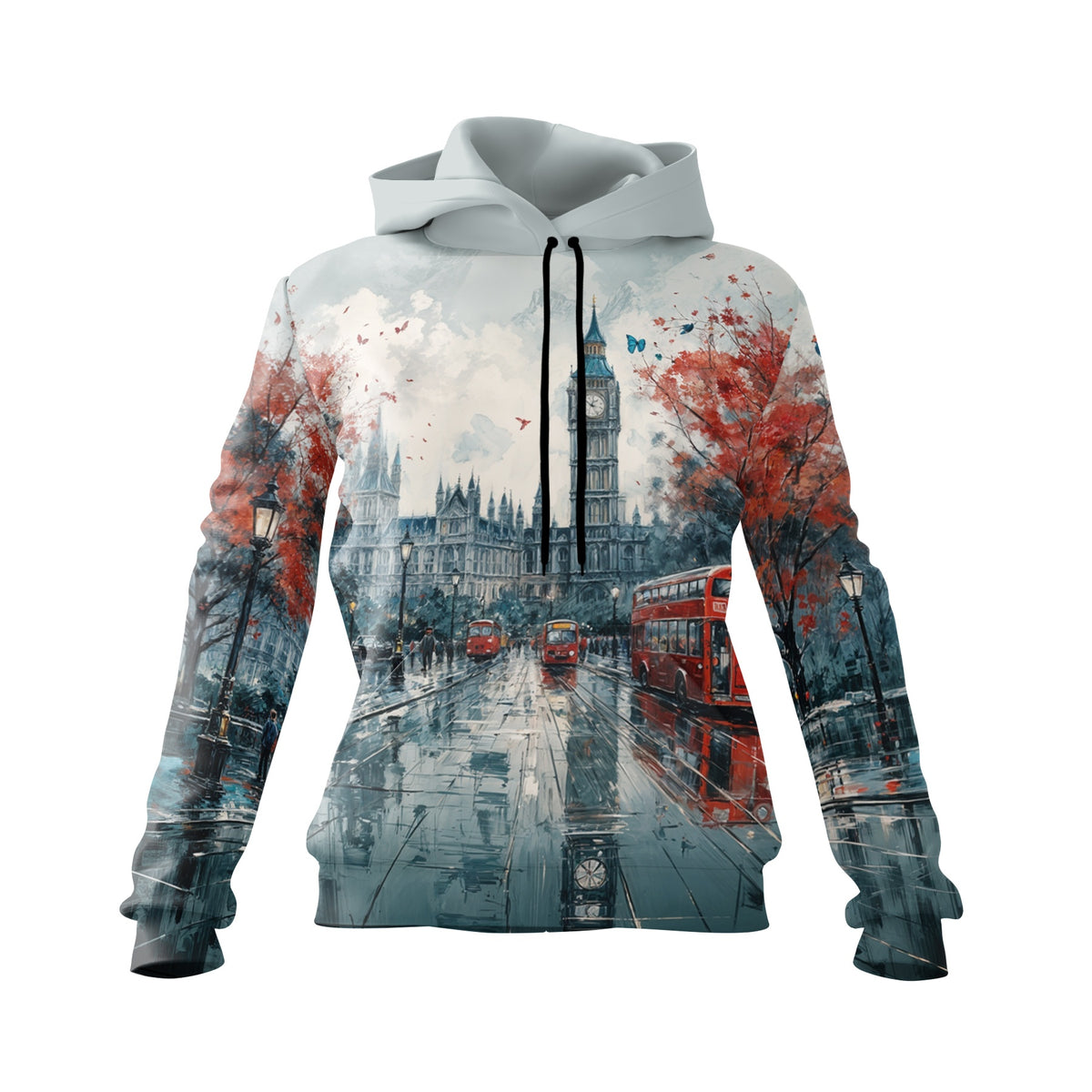 Damen-Fleece-Kapuzenpullover mit London Big Ben Grafikprint