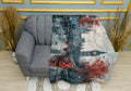 London Street Scene Plush Throw Blanket with Red Double-Decker Buses
