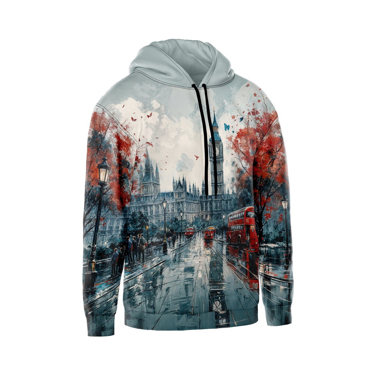 London Street View Grafik-Kapuzenpullover für Herren