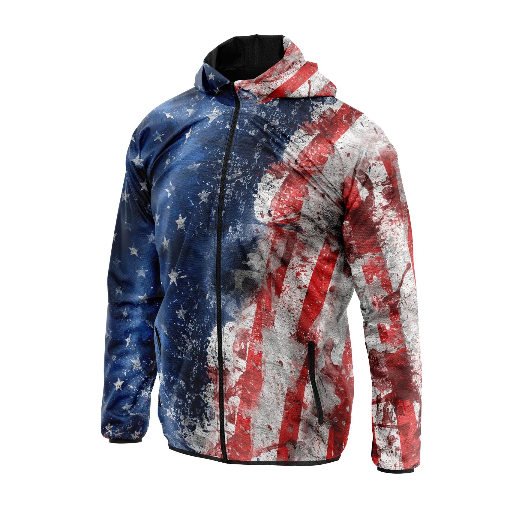 Men's American Flag Windbreaker Lightweight Patriotic Sports Jacket