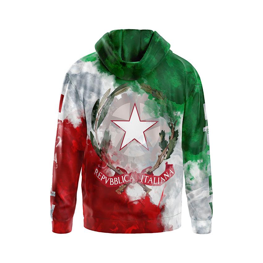 Men's Italy Flag Graphic Hoodie - Fleece Lined Italian Souvenir Sweatshirt
