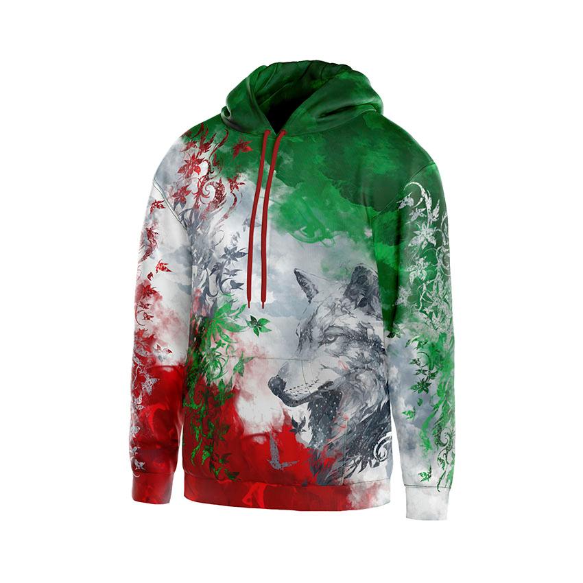 Men's Italy Flag Graphic Hoodie - Fleece Lined Italian Souvenir Sweatshirt