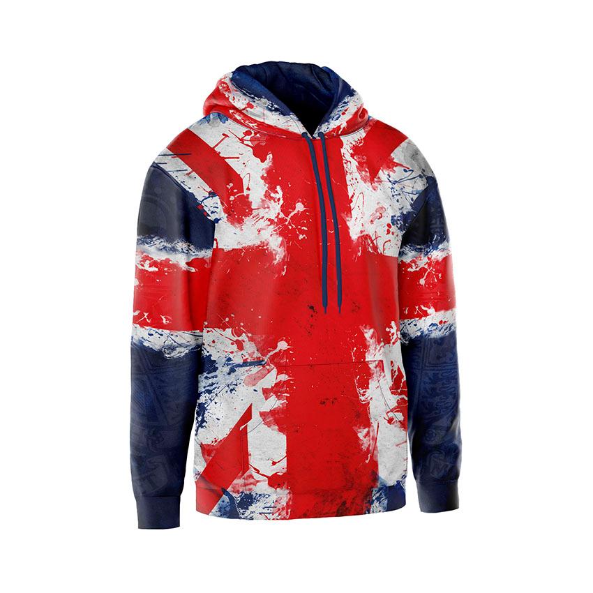 Men's United Kingdom Flag Fleece Hoodie | British Crest Streetwear Sweatshirt