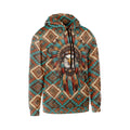 Native American Eagle Leader Graphic Fleece Hoodie with Tribal Art Design