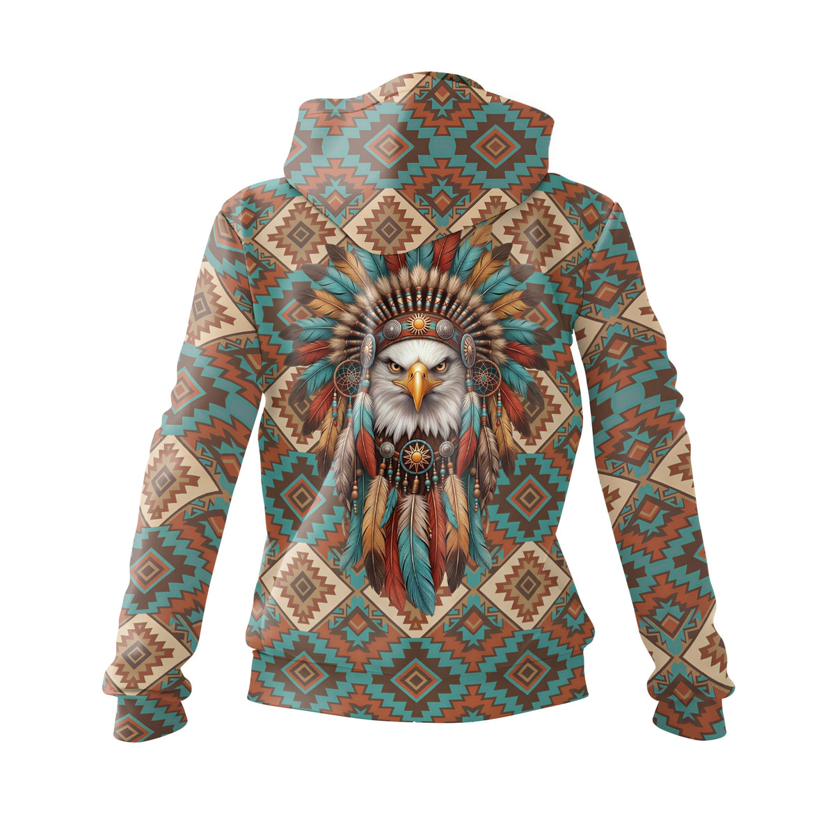 Native American Eagle Anführer Damen Fleece-Kapuzenpullover Streetwear