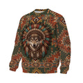 Native American Indian Wolf Graphic Sweatshirt Fleece Pullover