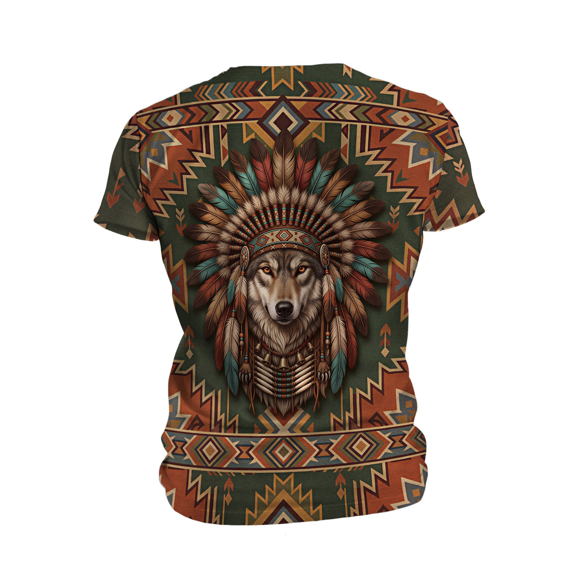 Native American Spirit Indian Wolf Grafik-T-Shirt für Herren