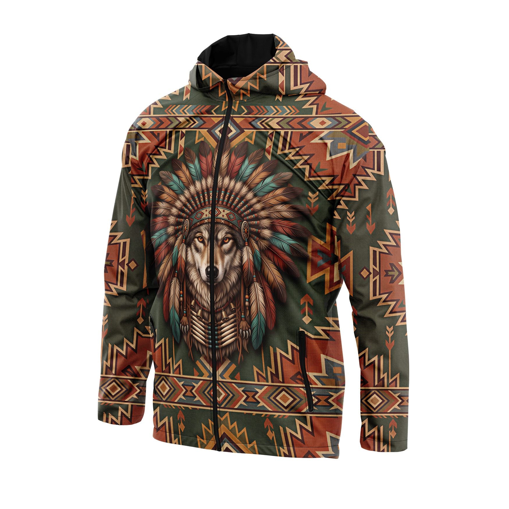 Native American Indian Wolf Art Classic Windbreaker Jacket