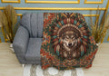 Native American Wolf Plush Throw Blanket - Wild Animal Spirit Decor