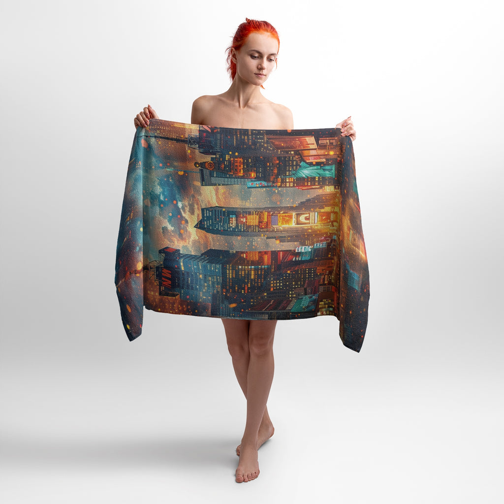 Strandtuch und Badetuch mit New York City Skyline-Grafik und moderner urbaner Kunst