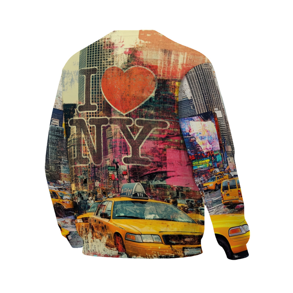 Sweatshirt aus Fleece mit New-York-Skyline-Grafikprint