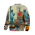New York Skyline Graphic Print Fleece Sweatshirt