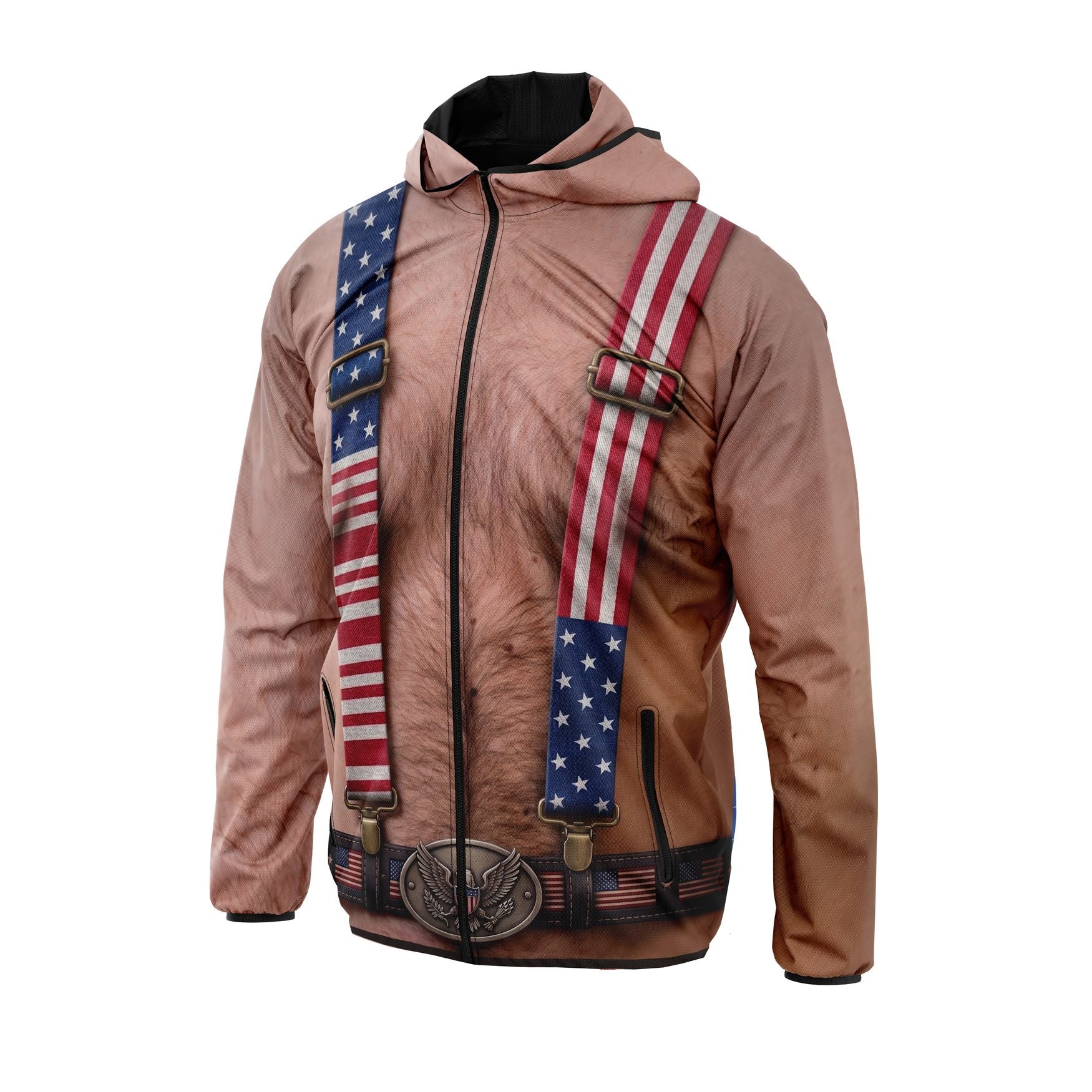 Patriotic American Flag Print Lightweight Performance Windbreaker