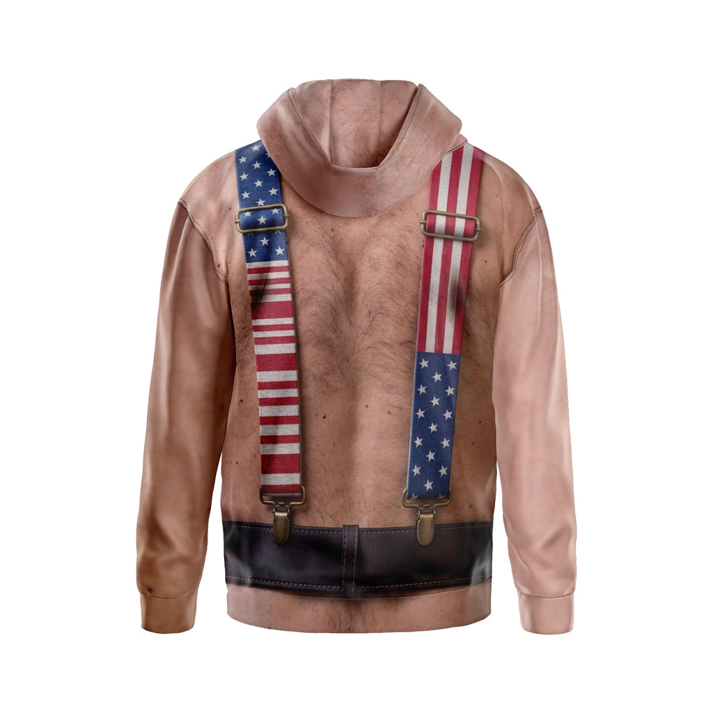 Patriotischer Kapuzenpullover für Herren mit Grafik-Print von einer amerikanischen Flagge als Hosenträger