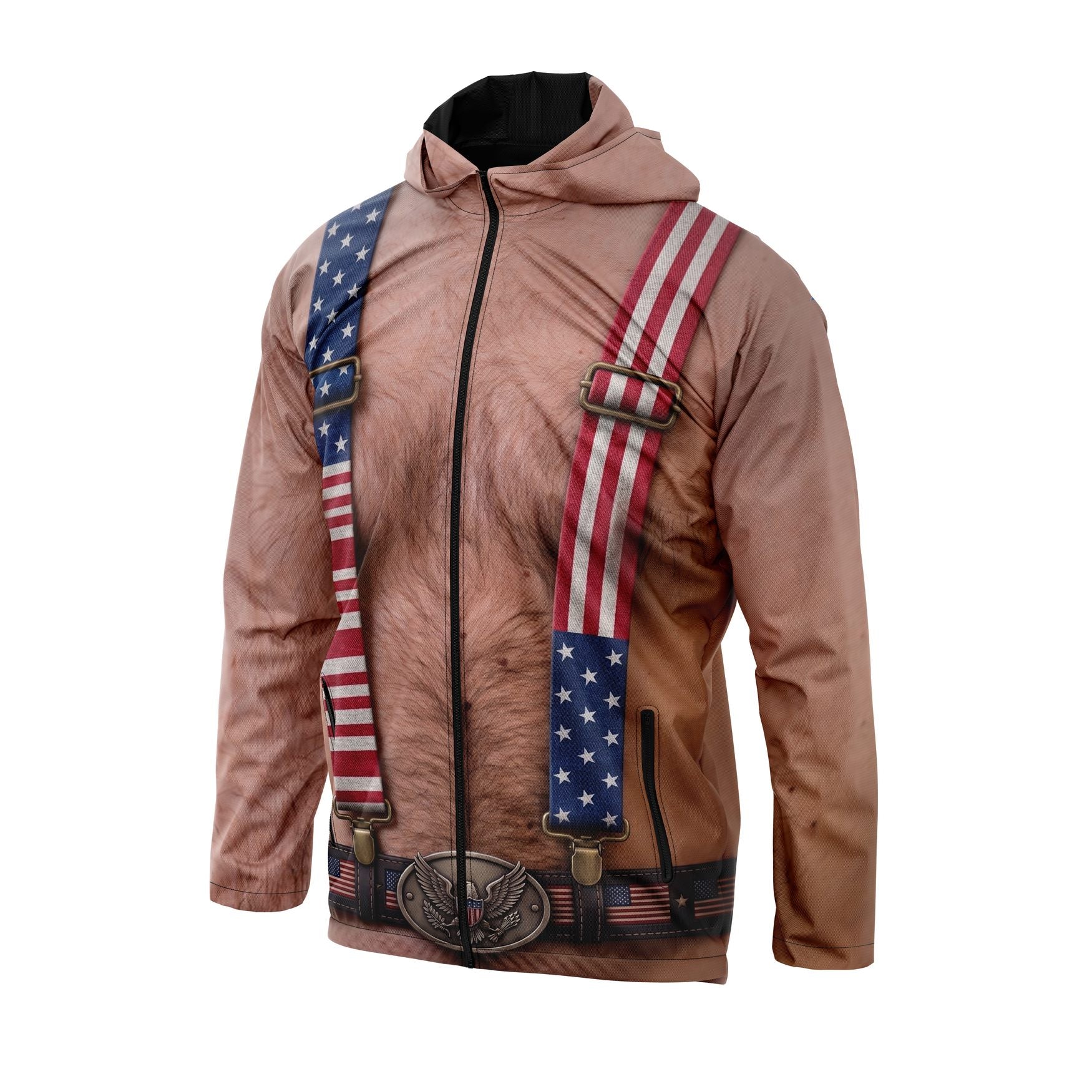 Patriotic American Flag Suspenders Print Classic Windbreaker Jacket