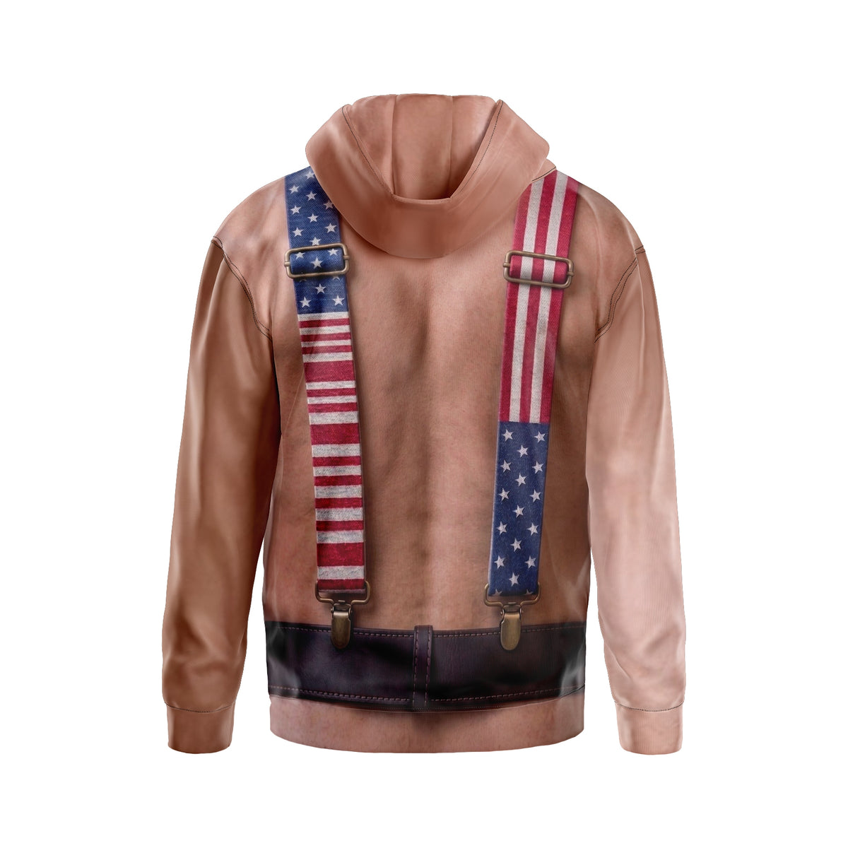 Patriotischer Herren-Kapuzenpullover aus Fleece mit US-Flaggen-Hosenträger-Druck